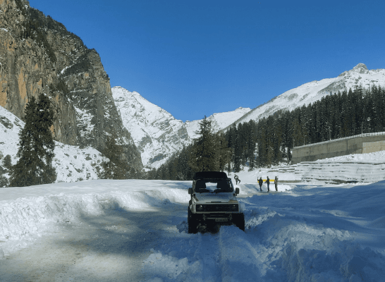 Off-Road Adventure in Snowy Mountains